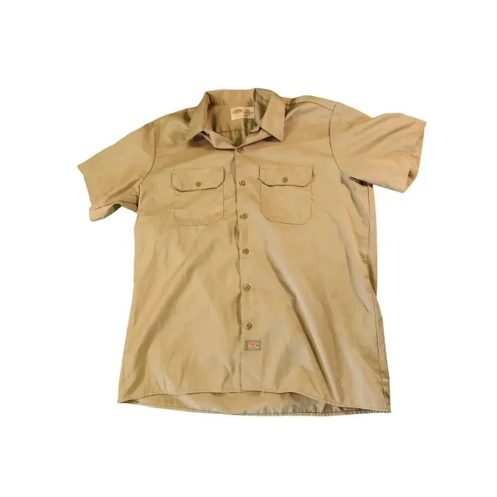 Dickies Khaki Short Sleeve Work Shirt | XL | Button Front Utility Shirt